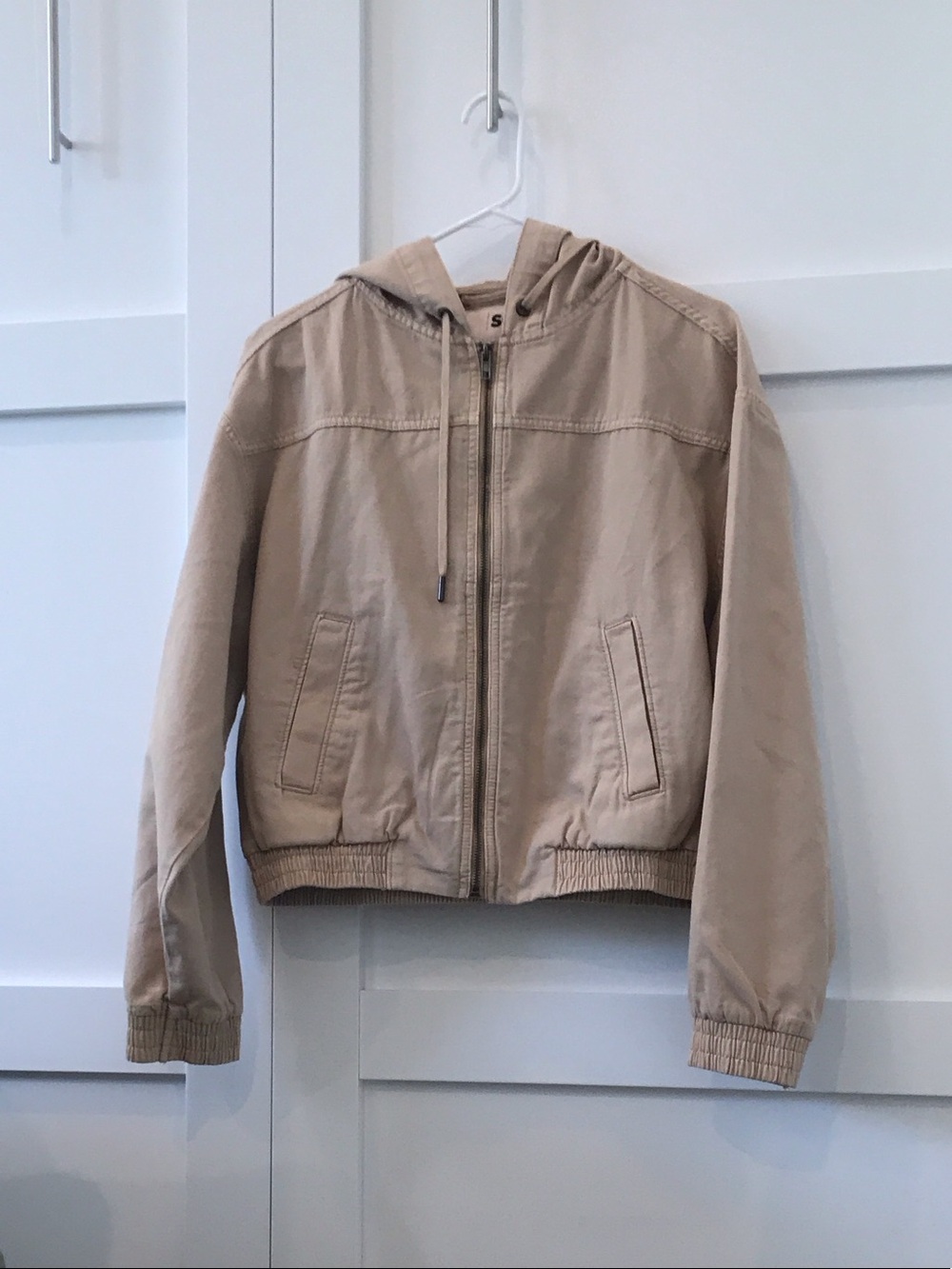 SO Beige Hooded Zip-Up Sweatshirt Jacket